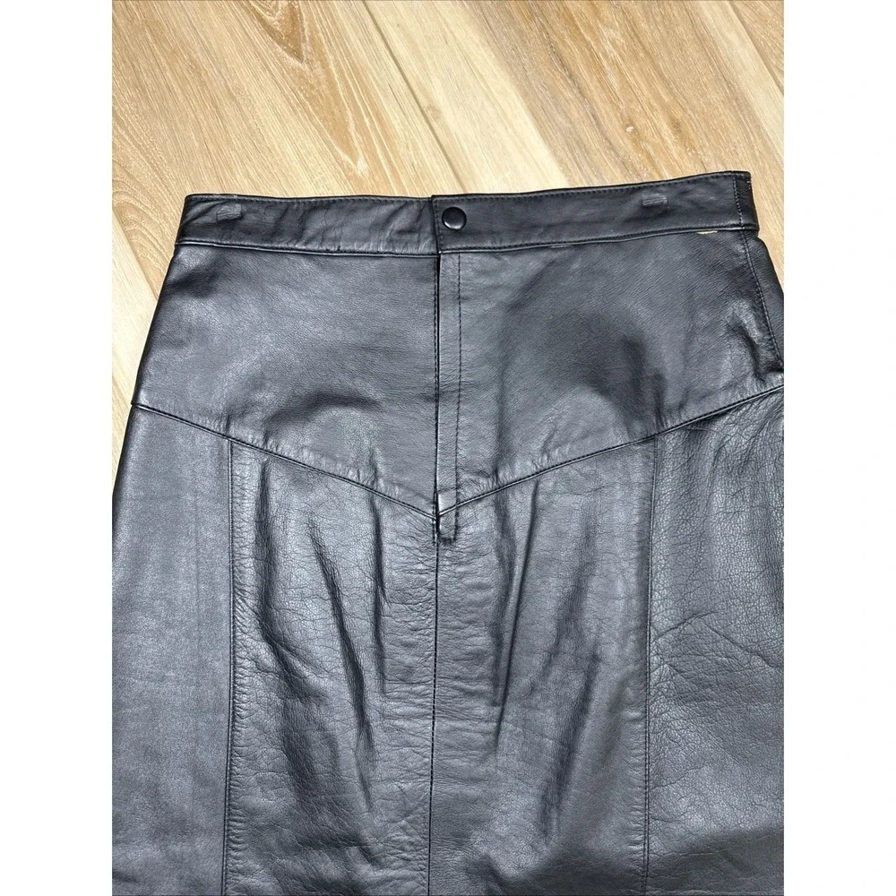 Vintage Women's‎ Black Leather Pencil Skirt - Picture 2 of 5